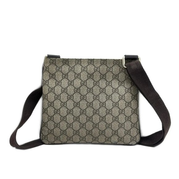 GUCCI GG Plus/GG Supreme Beige Dark Brown PVC Leather - Shoulder Bag 425-081325 - Picture 2 of 8